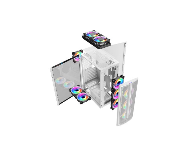 1STPLAYER X4 White Mid Tower LED Gaming Case